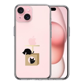iPhone15 ケース クリア 猫 キャットタワー スマホケース 側面ソフト 背面ハード ハイブリッド  送料無料-0