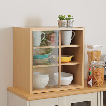 ミニ食器棚 幅43cm 送料無料-3