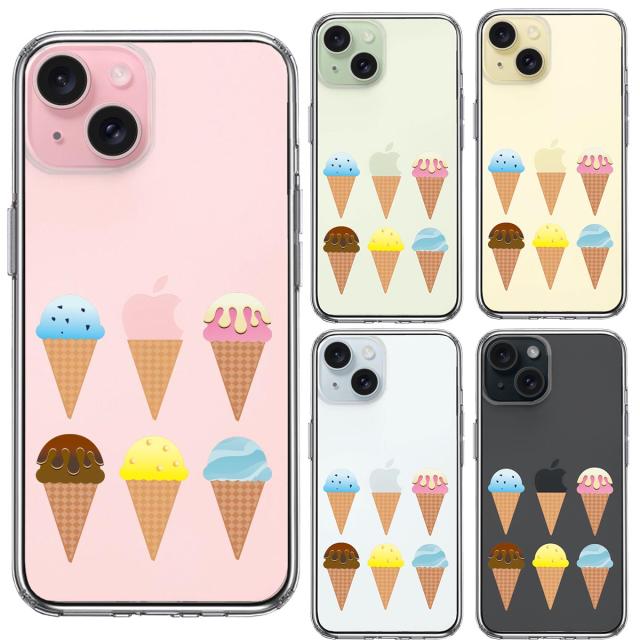 iPhone15Plus ケース クリア アイスクリーム スマホケース 側面ソフト 背面ハード ハイブリッド  送料無料-1