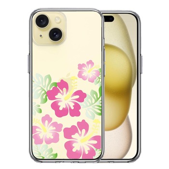 iPhone15Plus ケース クリア ハイビスカス ピンク スマホケース 側面ソフト 背面ハード ハイブリッド 送料無料-0