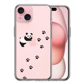iPhone15Plus ケース クリア パンダ フットプリント スマホケース 側面ソフト 背面ハード ハイブリッド  送料無料-0