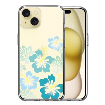 iPhone15 ケース クリア ハイビスカス ブルー スマホケース 側面ソフト 背面ハード ハイブリッド 送料無料-0