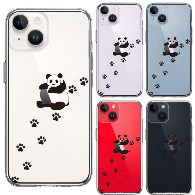 iPhone14 ケース クリア パンダ リンゴ大好き スマホケース 側面ソフト 背面ハード ハイブリッド 送料無料-1