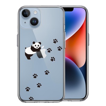 iPhone14 ケース クリア パンダ フットプリント スマホケース 側面ソフト 背面ハード ハイブリッド  送料無料-0