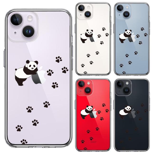 iPhone14 ケース クリア パンダ フットプリント スマホケース 側面ソフト 背面ハード ハイブリッド  送料無料-1