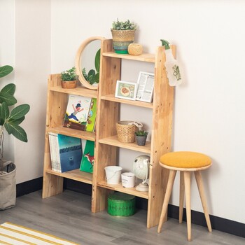 スツール もこもこ生地のラバーウッド無垢材 組立家具 NATURAL SIGNATURE ラウンドスツール 送料無料-4