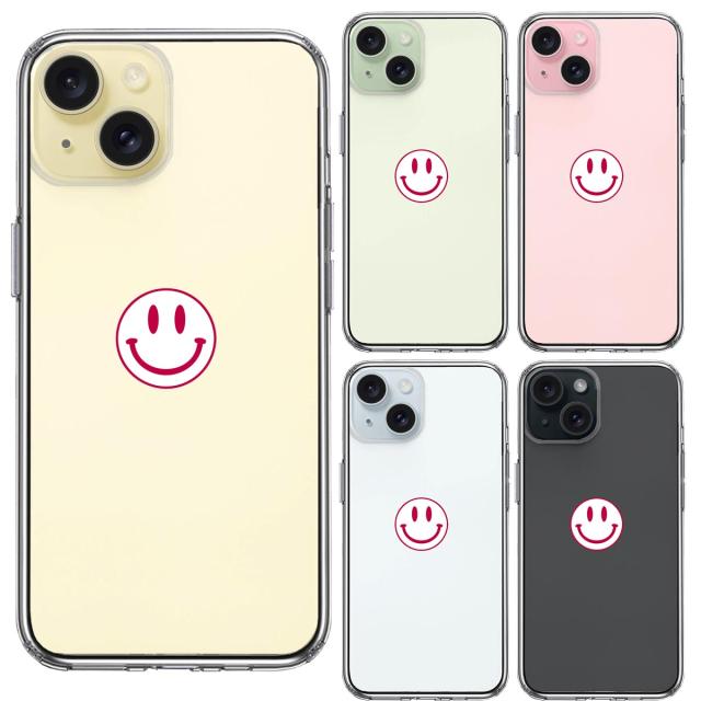 iPhone15Plus ケース クリア にこちゃん スマイル マーク スマホケース 側面ソフト 背面ハード ハイブリッド  送料無料-1