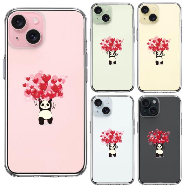 iPhone15Plus ケース クリア パンダ ハート 2 重量挙げ 努力感 スマホケース 側面ソフト 背面ハード ハイブリッド  送料無料-1