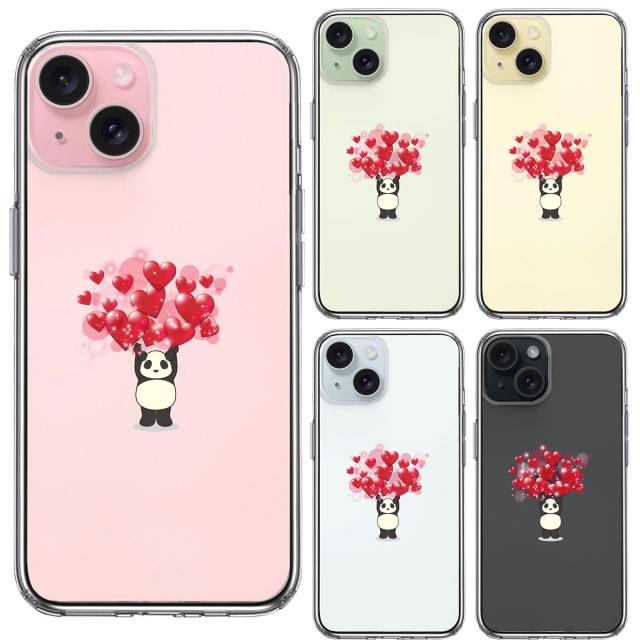 iPhone15 ケース クリア パンダ ハート いっぱい 重量挙げ 並感 2 スマホケース 側面ソフト 背面ハード ハイブリッド  送料無料-1