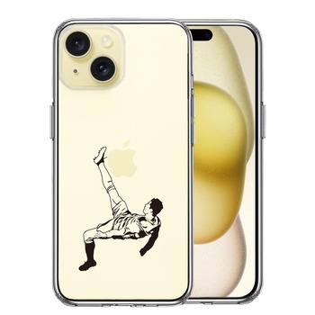 iPhone15 ケース クリア サッカー オーバーヘッドキック スマホケース 側面ソフト 背面ハード ハイブリッド 送料無料-0