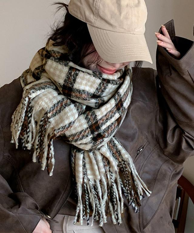 チェック柄マフラー 大判 ストール 秋冬 送料無料 即日発送-9