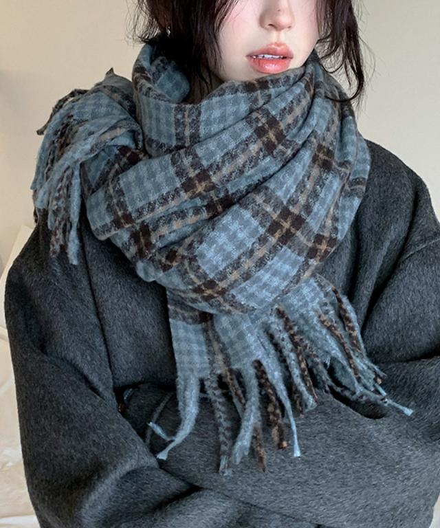 チェック柄マフラー 大判 ストール 秋冬 送料無料 即日発送-2