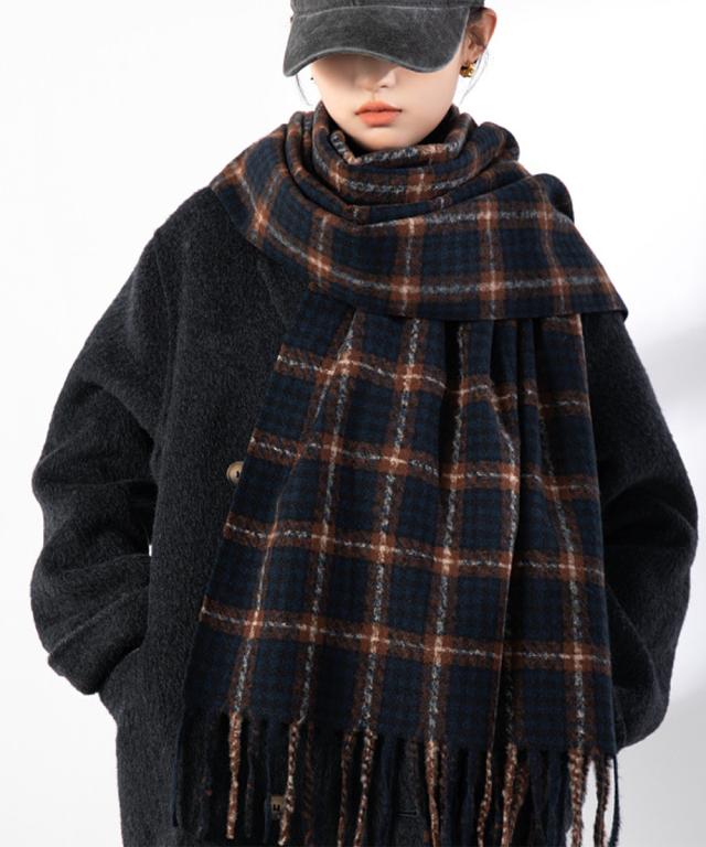 チェック柄マフラー 大判 ストール 秋冬 送料無料 即日発送-7