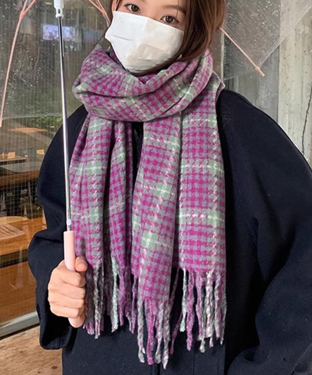 チェック柄マフラー 大判 ストール 秋冬 送料無料 即日発送-8