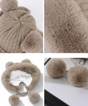 ダブルポンポンニット帽子 ファー帽子 送料無料 即日発送-9