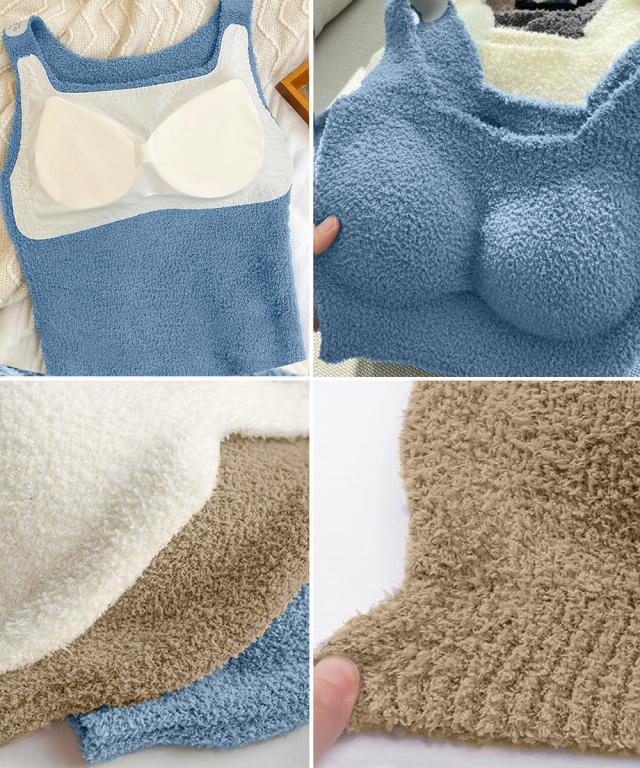 ニットタンクトップカップ付き ボアキャミ 送料無料 即日発送-3