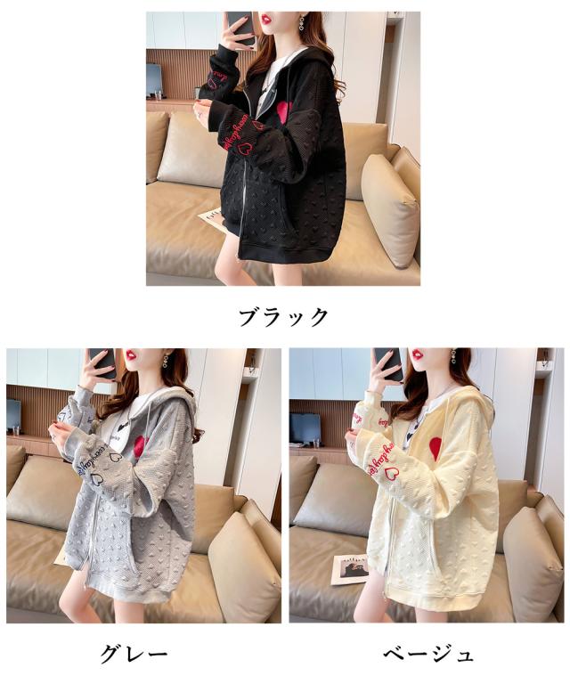 ジップパーカーレディース 春秋スウェット 送料無料 即日発送-1