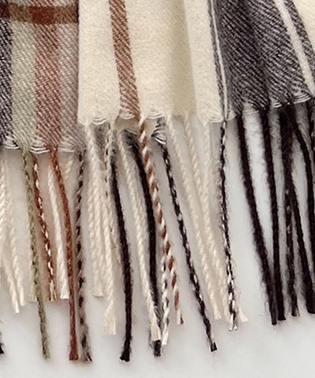 フリンジマフラー チェック柄 秋冬 送料無料 即日発送-7