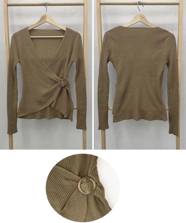 リブニット カシュクール風ニットトップス 送料無料 即日発送-2