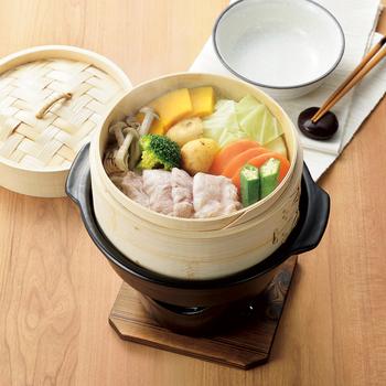 和ごころ懐石 せいろ付陶器製鍋コンロ付セット 送料無料 即日発送-2