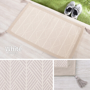 洗濯機で洗える 玄関マット 屋内 インド綿100% 滑り止め付き クラック ネイビー 約50×80cm 送料無料-8