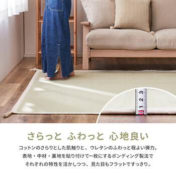 ラグ 洗濯機で洗える ボンディングラグ 約185×185cm インド綿100% 滑り止め付き アルト ブルー 送料無料-4