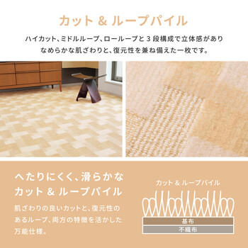 カーペット 敷き詰めカーペット 江戸間10帖 レトロ可愛いタフト 抗菌 日本製 バール 5カラー＆江戸間 送料無料-3