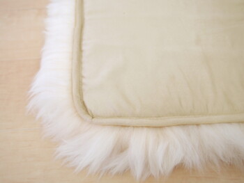 ムートンクッション 長毛 厚手 M 511 F ベージュ 約38×120cm 送料無料-4