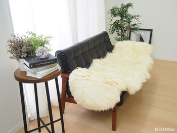 ムートンフリース 約60×90cm 長毛 厚手 M 511 F ベージュ 送料無料-2