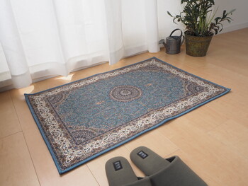 玄関マット 約60×90cm 洗濯機OK 滑り止め 撥水加工付き ターコイズ 送料無料-1