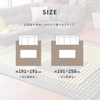 ラグ 国産い草ラグ カーペット 裏貼有約191×191cm 右京 ベージュ 送料無料-8