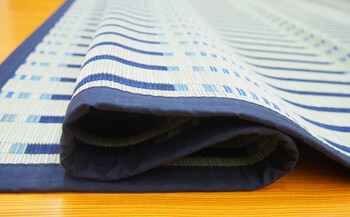 い草 花ござ 江戸間4.5畳 掛川織 ライン柄 津弥 つや ブルー 送料無料-2