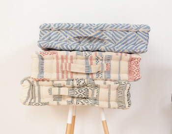 クッキークッション 持ち手付き インド綿100% クラック ネイビー 約42×42×10cm 送料無料-7