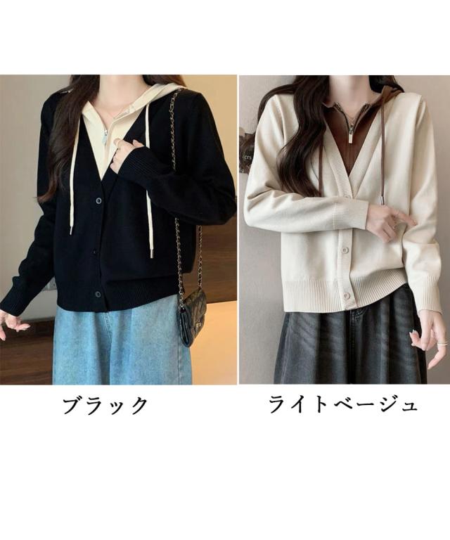 ニットパーカー ハーフジップ 長袖 送料無料 即日発送-1