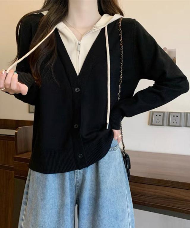 ニットパーカー ハーフジップ 長袖 送料無料 即日発送-7