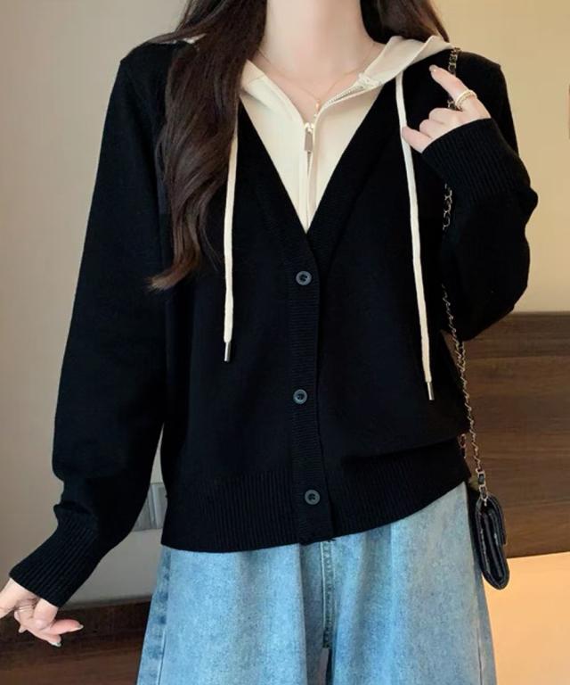 ニットパーカー ハーフジップ 長袖 送料無料 即日発送-8