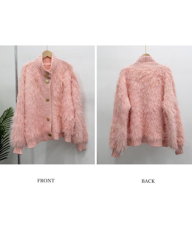 ファーカーディガン スタンドカラー 送料無料 即日発送-2