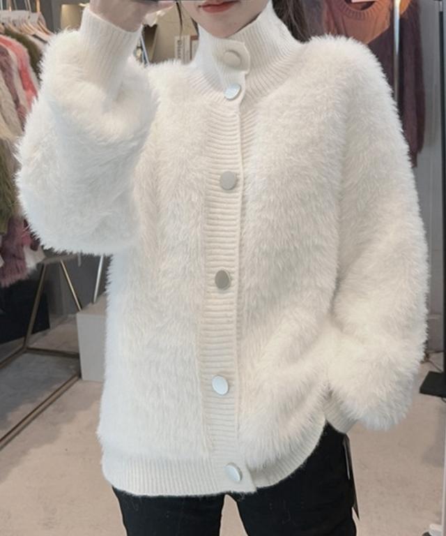 ファーカーディガン スタンドカラー 送料無料 即日発送-5