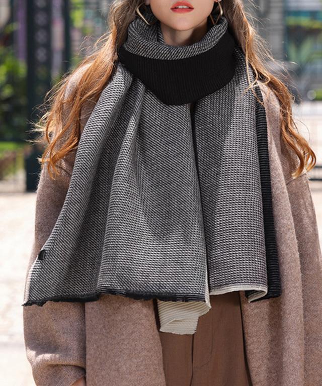 リバーシブルマフラー 配色 大判ストール 送料無料 即日発送-4