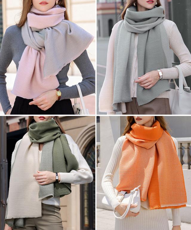 リバーシブルマフラー 配色 大判ストール 送料無料 即日発送-8