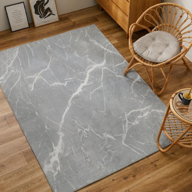 ラグ 転写プリントラグ 約190×190cm 大理石柄 洗える 滑りにくい加工付き ホット対応 3カラー＆3サイズ 送料無料-12