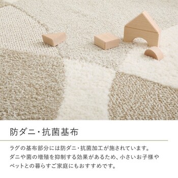 ラグ タフトラグ 約190×190cm 防ダニ 抗菌 抗ウイルス アレル物質低減 消臭 日本製 ジャスト 2カラー 3サイズ 送料無料-4