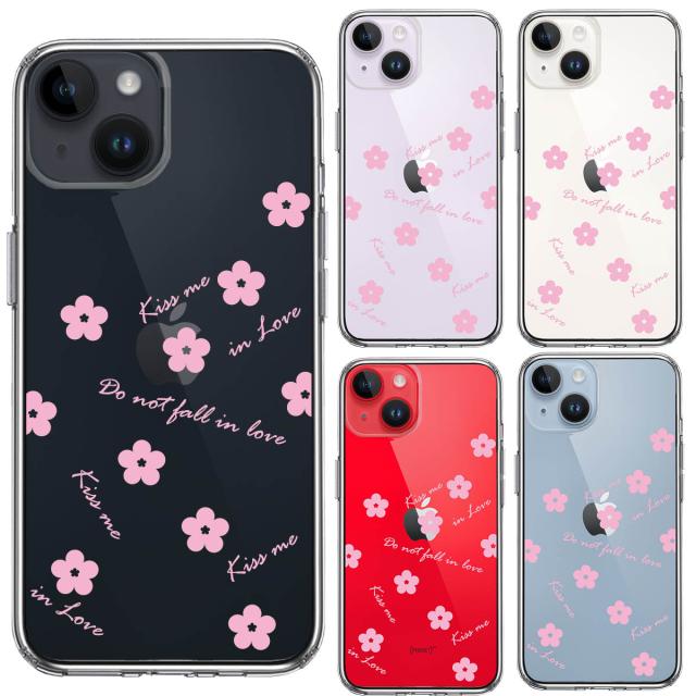 iPhone14Plus ケース クリア Cuvery フラワー ライトピンク スマホケース 側面ソフト 背面ハード ハイブリッド  送料無料-1