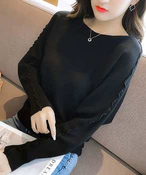 ドルマンスリーブリブニット ボートネック 送料無料 即日発送-0