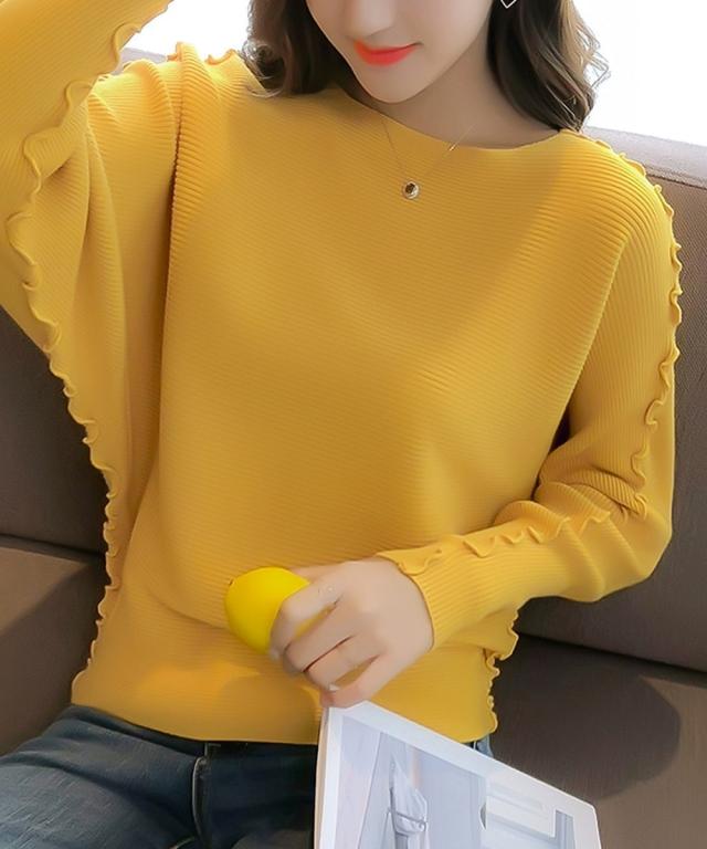 ドルマンスリーブリブニット ボートネック 送料無料 即日発送-9