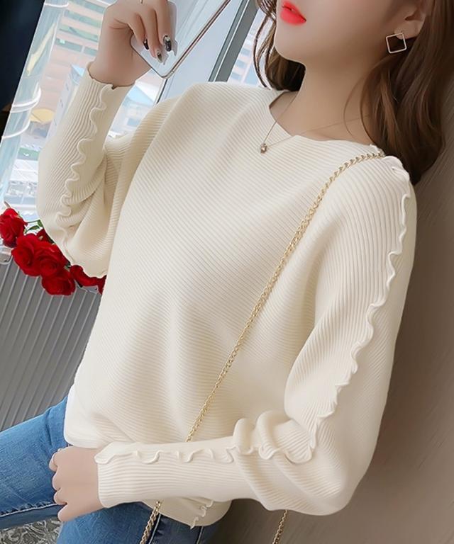 ドルマンスリーブリブニット ボートネック 送料無料 即日発送-4