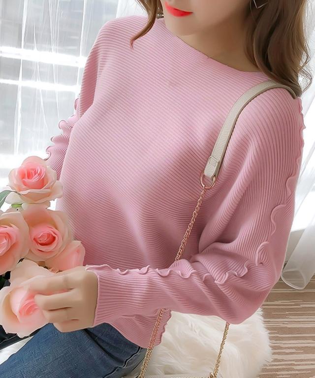 ドルマンスリーブリブニット ボートネック 送料無料 即日発送-7