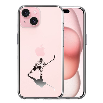 iPhone15 ケース クリア アイスホッケー 影付き スマホケース 側面ソフト 背面ハード ハイブリッド  送料無料-0