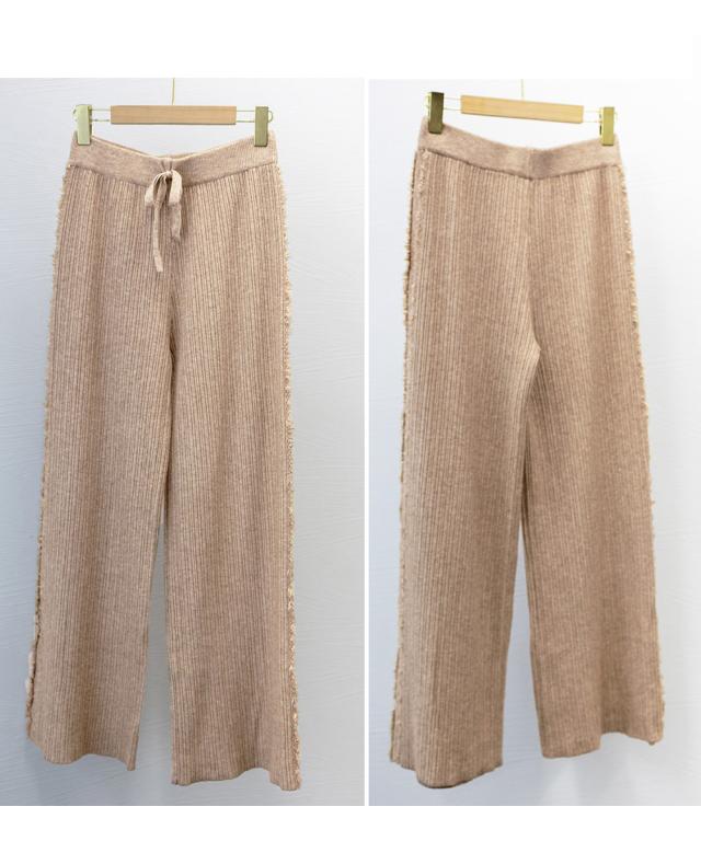 サイドフリンジ ワイドニットパンツ 送料無料 即日発送-2