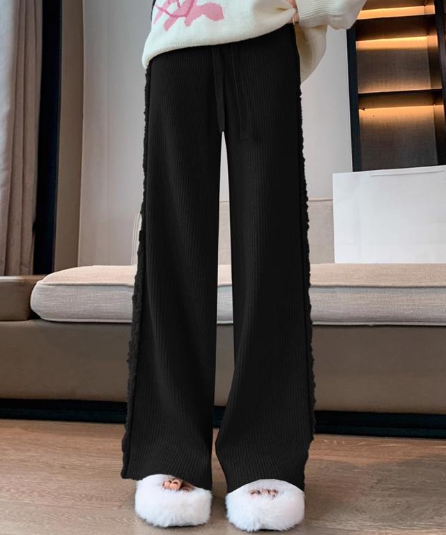 サイドフリンジ ワイドニットパンツ 送料無料 即日発送-4